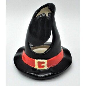Halloween Decor Ceramic witch's hat  Only used faux candle Clean